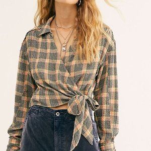 Free People | Running Wild Plaid Wrap Top